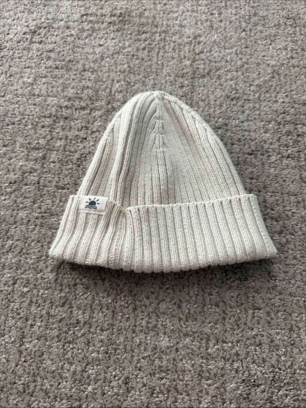 Toddler Cream Ribbed Knit Beanie Hat